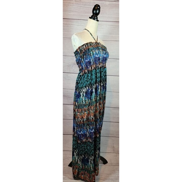 LOVE by Chesley Tie Maxi Dress Multi-colored Size Medium - Picture 4 of 9